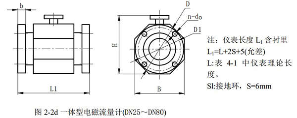 卫生型电磁流量计外形尺寸图二